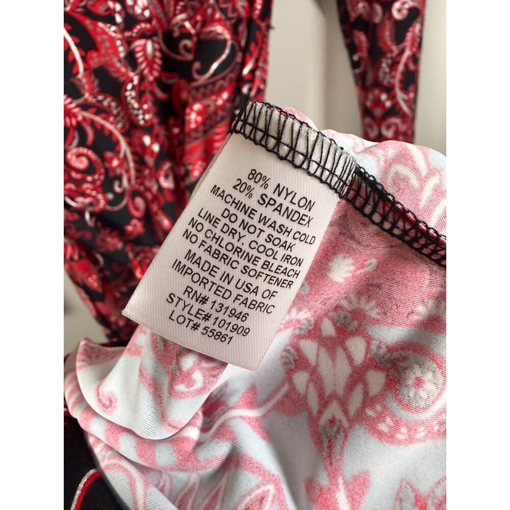 Jude Connally Delphine Midi Dress Size Medium Paisley Amore Red Silver Belted - Picture 10 of 10